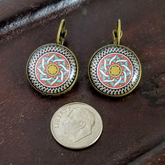 Allergy-Safe Autumn Mandala Earrings - Picture 4 of 5